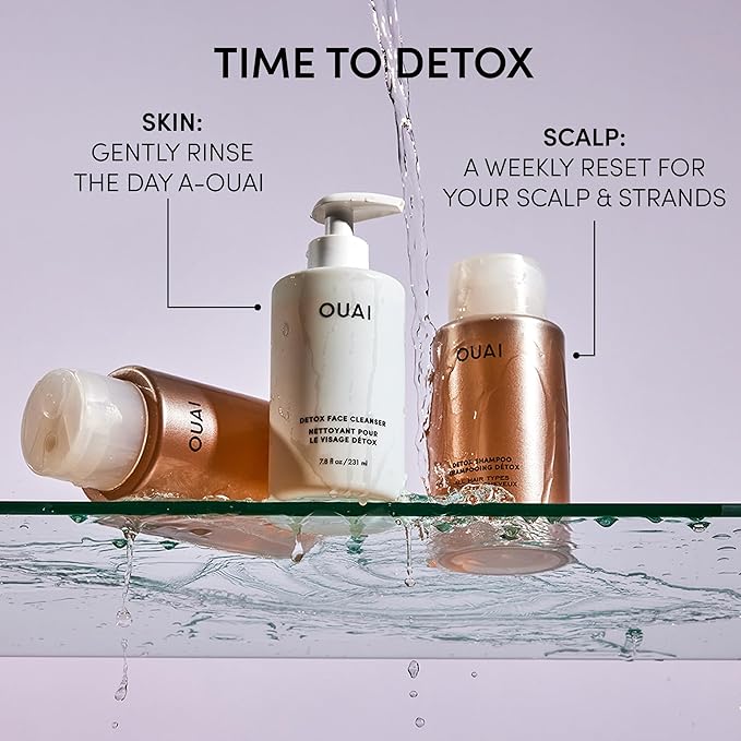 OUAI Detox Facial Cleanser - Deep Cleansing Face Wash with Glycolic Acid, Niacinamide & PHA - Removes Sweat, Dirt & Oil Without Drying - Gentle Face Cleanser for Post-Workout (7.8 Fl Oz)