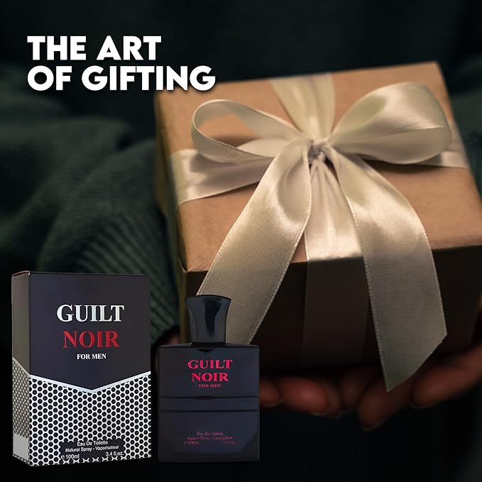 Guilt Noir Black For Men Sensual Woody Fragrance for Men | Long Lasting Cologne Aromatic Scent, Eau de Parfum Natural Spray - Great Holiday Gift, 3.4 Fl Oz/100 Ml