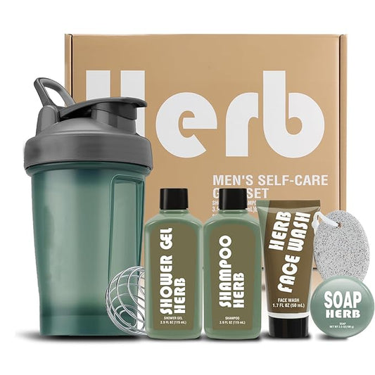 Body & Earth Gifts For Men 6Pcs Mens Body Wash Sets With Fresh Herbal Scent Perfect Birthday Gifts For Men Boyfriend With Sport Water Bottle Christmas