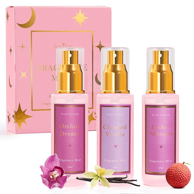 Body Spray for Women 3 Pack, Fragrance Mist Gift Set, Travel Size Each 60ml, Vanilla Orchid Lychee
