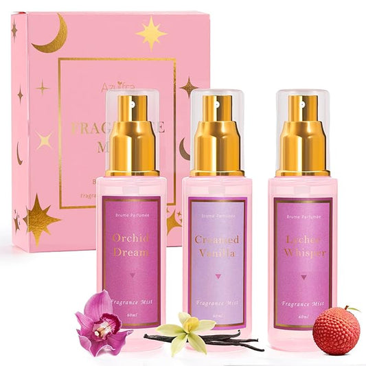 Body Spray for Women 3 Pack, Fragrance Mist Gift Set, Travel Size Each 60ml, Vanilla Orchid Lychee