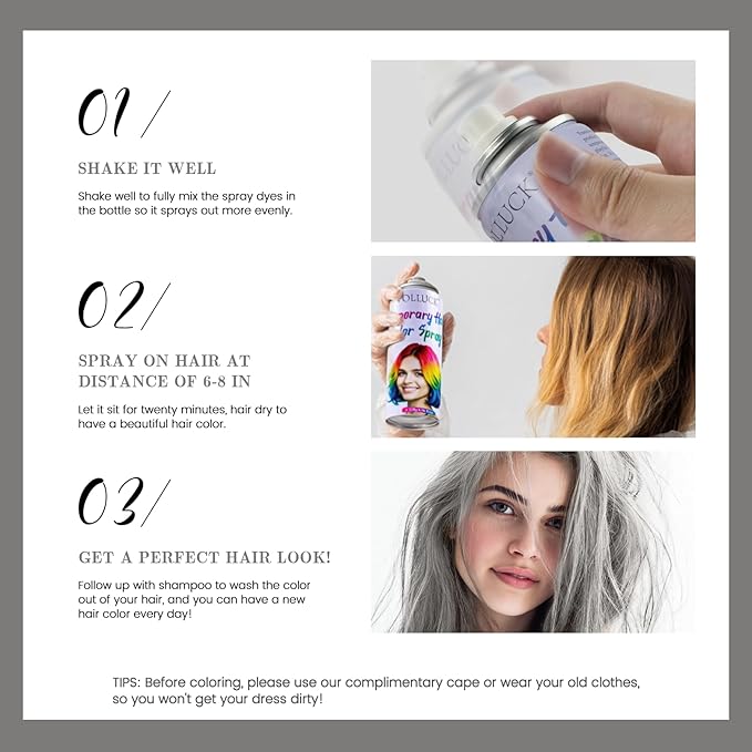 Hair Color Spray, Temporary Hair Dye for Women & Men, Vibrant Colors Hair Wax Gray Hair Cover for Party, Halloween, Cosplay (Silver, 120 ML)