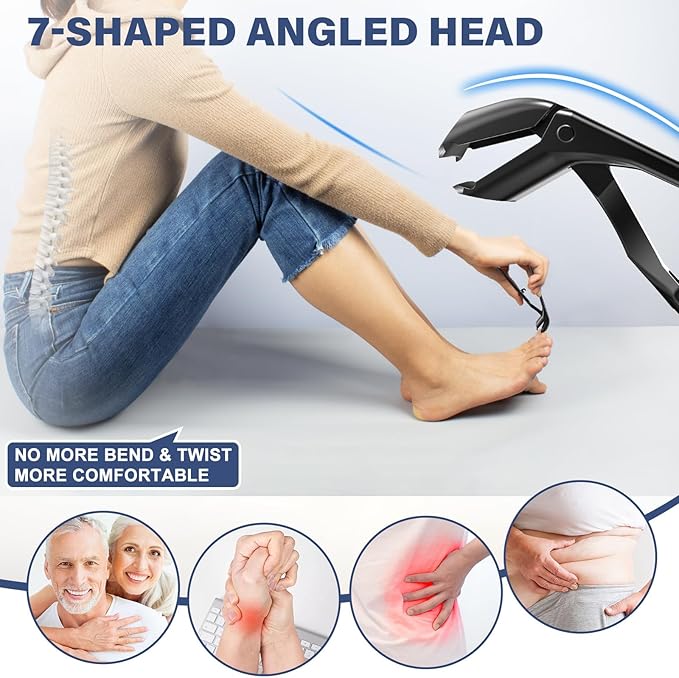 2025 Toenail Clippers for Thick Toenails for Seniors, Angled Head Large Toe Nail Clippers Set for Men, Heavy Duty Ingrown Toenail Clippers with Long Handle, Ultra Sharp Slanted Nail Cutter Wide Jaw