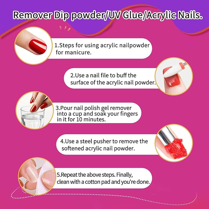 Nail Polish Remover Kit Nail Glue Remover & Nail Brush Cleaner Professional Nail Remover Quickly Clean Nail Brushes with Glass Cup Nail Cleaning pads for Nails