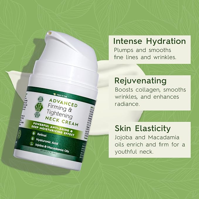 Tree to Tub Neck Firming Cream - Advanced Firming Neck Cream w/Hyaluronic Acid Retinol, Neck and Chest Firming Cream for Women Men, Moisturize & Elasticity Boost, Reduces The Appearance of Wrinkles