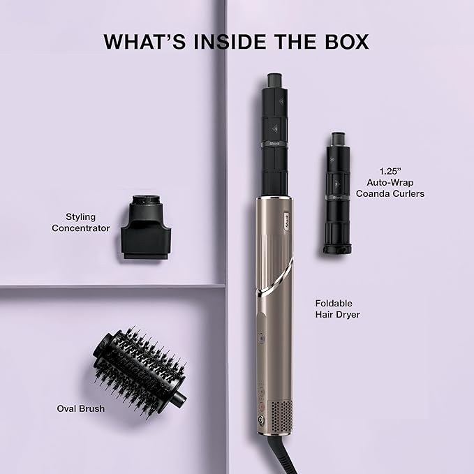 Shark FlexStyle Air Styling & Drying System, Powerful Hair Blow Dryer & Multi-Styler with Auto-Wrap Curlers, Oval Brush, Concentrator Attachment, Mocha, HD431BR