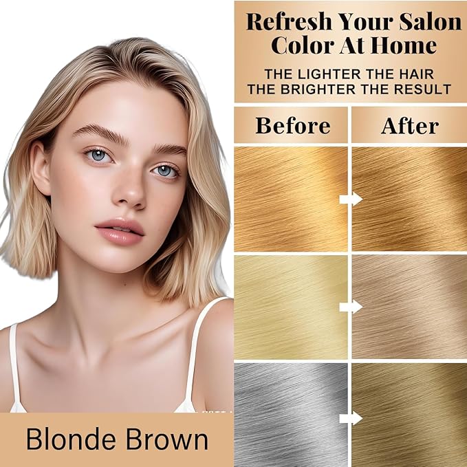 Fvquhvo Blonde Brown Hair Dye Shampoo, Hair Color Shampoo for Women Men, Colors in Minutes, Long Lasting Brown Hair Dye, Champu Para Pintar el Cabello, Easy to Use 16.90 Fl Oz
