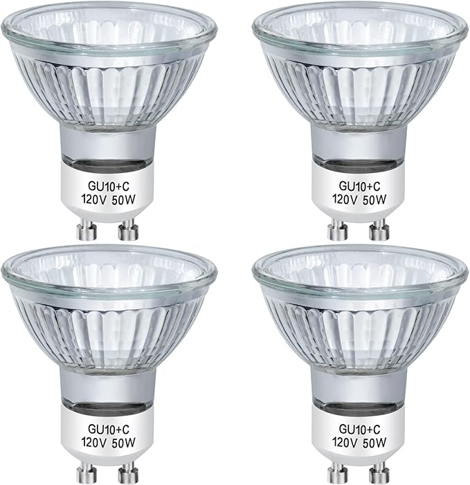 GU10 Halogen Bulbs 50W 120V MR16 for Scent Wax Burner, Dimmable Warm White, Pack of 4