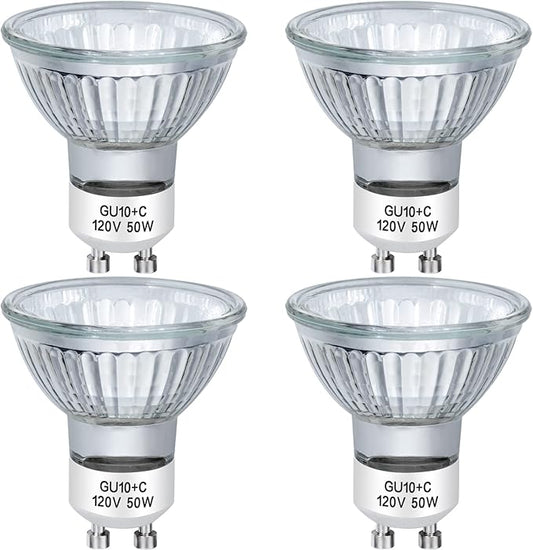 GU10 Halogen Bulbs 50W 120V MR16 for Scent Wax Burner, Dimmable Warm White, Pack of 4