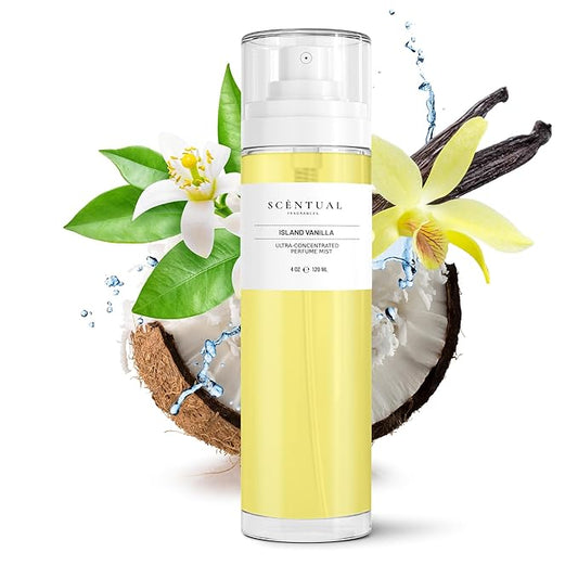 Ultra-Concentrated Hair & Body Perfume Mist, Long Lasting Women's Fragrance, Gourmand Perfumes for Women, Vegan and Cruelty Free (Island Vanilla)