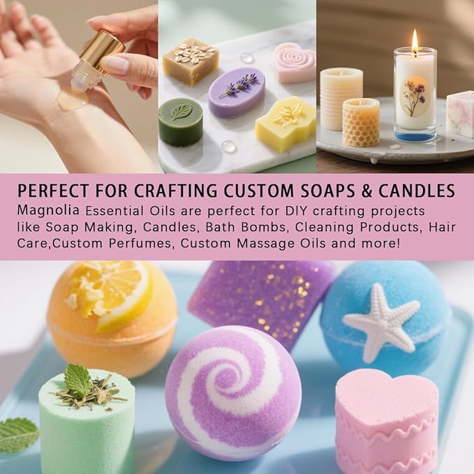 Magnolia Essential Oil, Magnolia Oil 4 Fl Oz 120ML for Diffuser Humidifier Yoga Cleaning DIY Candle Soap Making Perfume Gift for Women Essential Oils