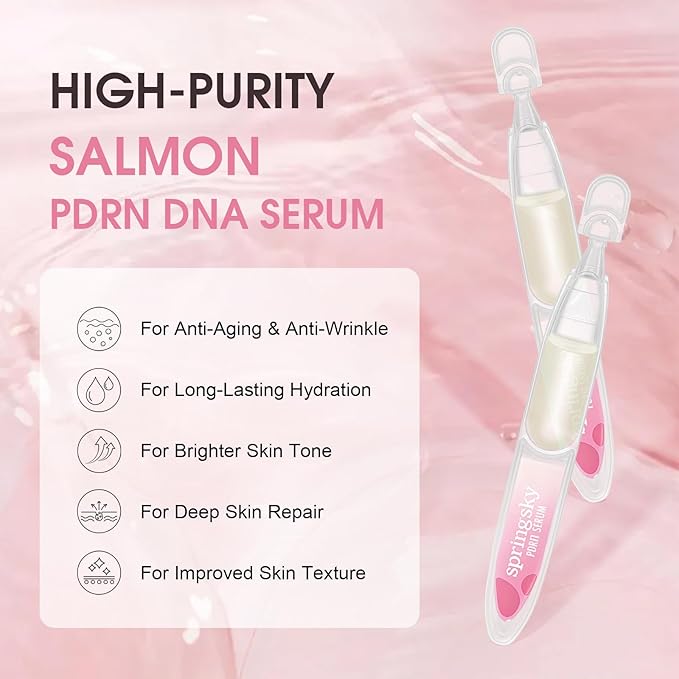 Salmon DNA PDRN Serum,99% Salmon DNA PDRN Ampoule,Anti-wrinkle, Anti-aging, Brightening, Moisturizing and repairing with Collagen, Glutathione, Hyaluronic Acids & Snail Serum,0.05 fl.oz x 30e