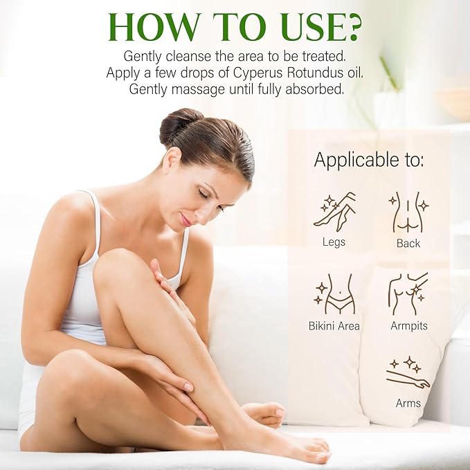 Cyperus Rotundus Oil,Cyprus Rotundus Oil for Hair Removal,Cyperus Oi-l Natural, Soothing and Gentle,Reducing Body Hair Growth,Smooth Skin & Hair Removal,60ml (2pcs)