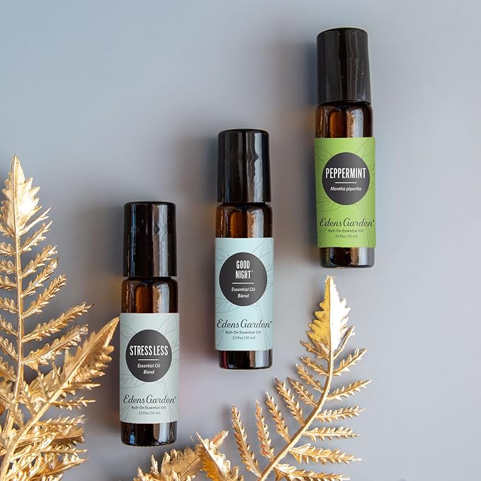 Edens Garden Essential Oil Roll-On 3 Set, 100% Pure Therapeutic Grade & Natural Aromatherapy Roller Blends For Relaxation, Sleep & Skin Care Oils - For Massage, Body & Self Care, 10 ml Roll-On/ 3 Pack