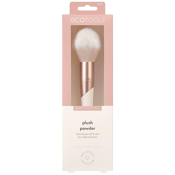 EcoTools Luxe Plush Powder Makeup Brush for Blush & Bronzer, Works Best With Powder Makeup, Luxurious and Glamorous, Eco-Friendly Premium Brush, Synthetic Bristles, Pink, 1 Count (Pack of 8)