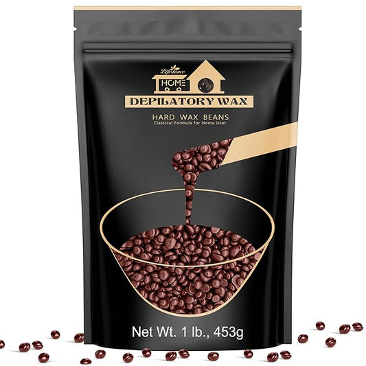 Lifestance Coffee Waxing Beads, 1LB Coarse Hair Removal Wax Beans for Face, Eyebrow, Brazilian Bikini, Sensitive Skin at Home for Women and Men