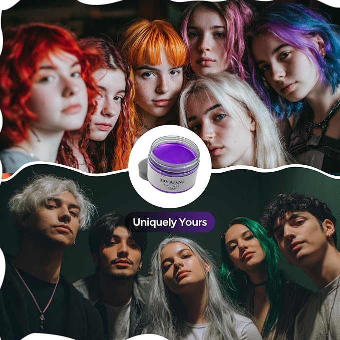 Purple Temporary Hair Color Wax - SOVONCARE Washable Hair Dye for Men & Women, All-Day Hold Disposable Hair Styling Clays for Party, Cosplay & Daily 4.23 oz