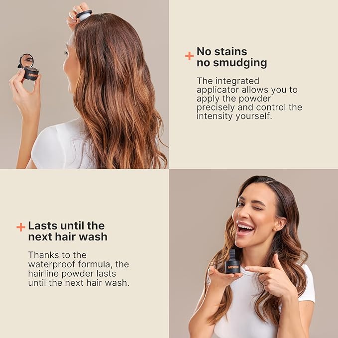 IMPERIO Root Touch Up Hair Powder for Concealing Hair Loss instantly - Hairline Powder for Women & Men - Water resistant Root Cover Up for Thinning Hair in Premium Hairdressing Quality (Dark Blonde)