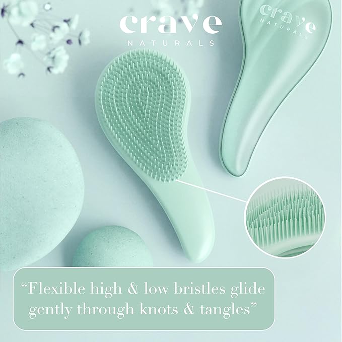 Crave Naturals Detangling Hair Brush Large Turquoise – Glide Thru Hair Detangler Brush for Women, Kids & Toddlers – Gentle Scalp Care, No-Pain Tangle-Free Hairbrush for All Hair Types