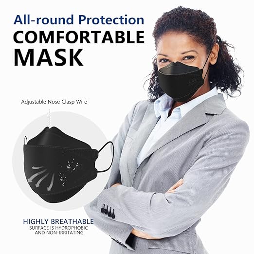 LEVENIS KN95 Face Masks 100 Pack, Breathable Comfortable and Disposable KN95 Mask, Black
