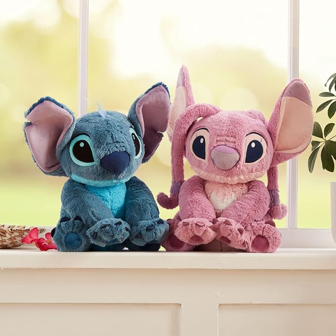 DISNEY STORE Official Angel Medium Soft Toy for Kids, Cuddly Character with Fuzzy Texture and Embroidered Details, Flexible Floppy Ears, Disney Plushy Suitable for All Ages.