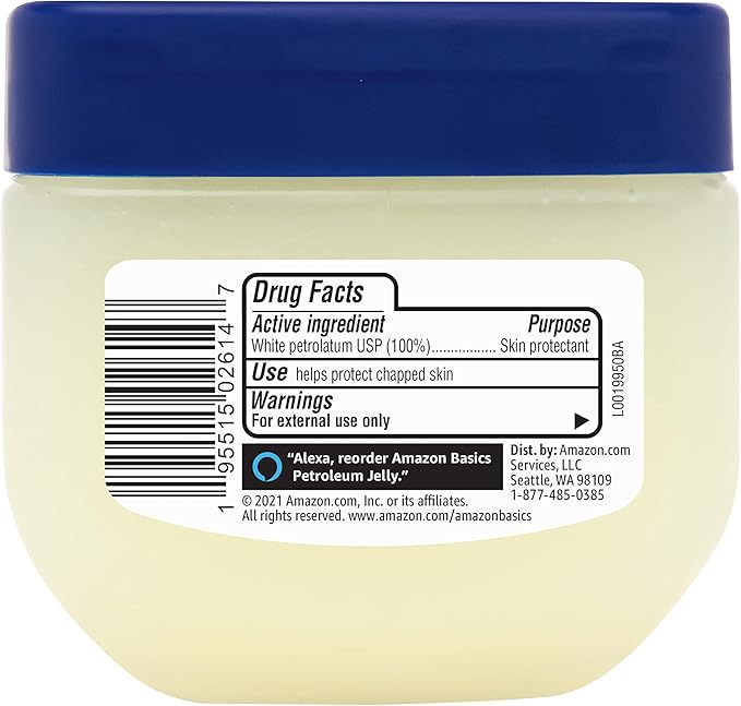 Amazon Basics Petroleum Jelly White Petrolatum Skin Protectant, Unscented, 7.5 oz, 2-Pack, (Previously Solimo)