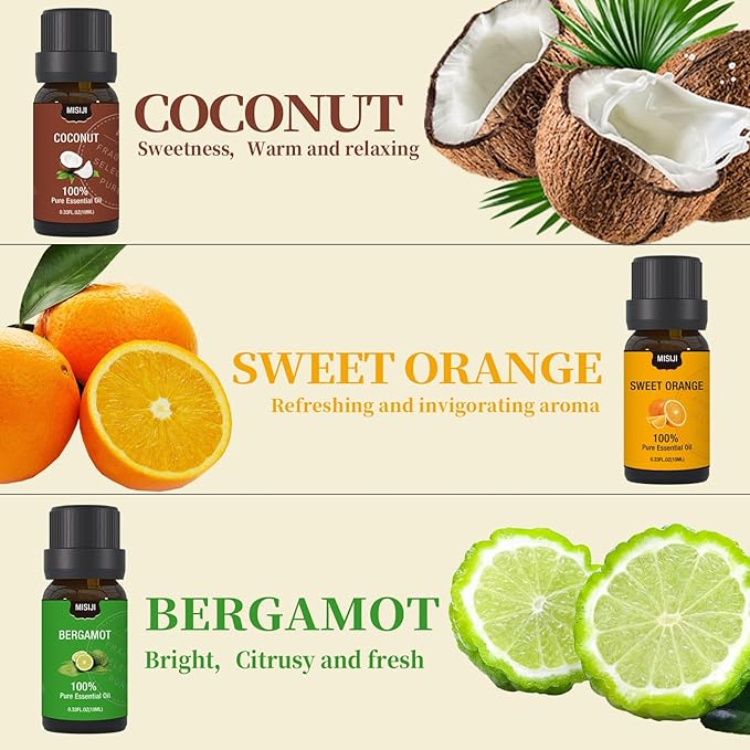 Essential Oils for Diffuser for Home,Diffuser Oils Scents for Aromatherapy,Laundry,Candle&Soap Making,Humidifiers,Fruit Scents
