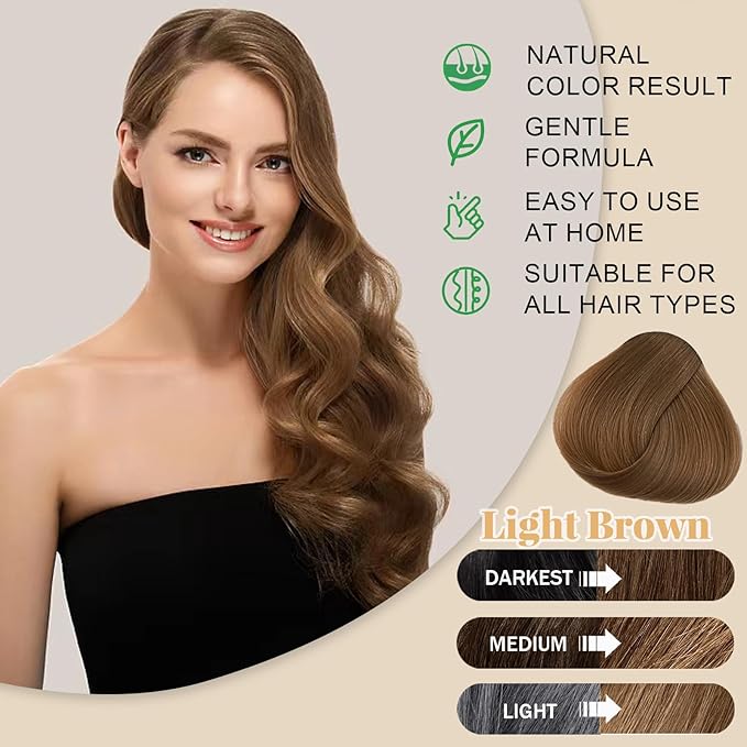Light Brown Hair Dye Shampoo, 4 Weeks of Vibrant Color in Minutes, 3 in 1 Color Shampoo Hair Dye for Women Men, Natural Brown Coloring Shampoo for Painting Hair, Shampoo Para Canas, Herbal Formula