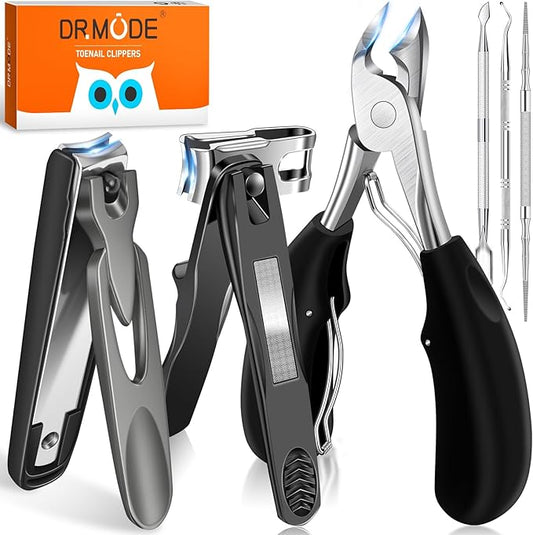 Toenail Clippers for Seniors Thick Toenails, DRMODE Heavy Duty Toe Nail Clippers for Men Thick Ingrown Nails with Wide Opening, Large 360 Degree Rotary Anti-Splash Finger Nail Clippers Adult w Catcher