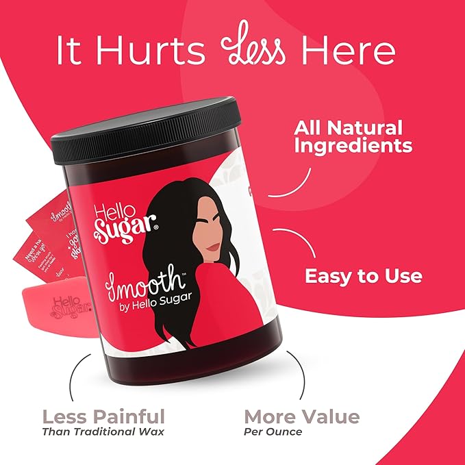 Smooth by Hello Sugar | Full-Body Sugar Wax | Sugar Waxing for Hair Removal | Salon-Quality, Natural, Vegan Sugaring Kit | Follow Instructions Carefully | 100% Cruelty-Free (2 lbs 4 oz)