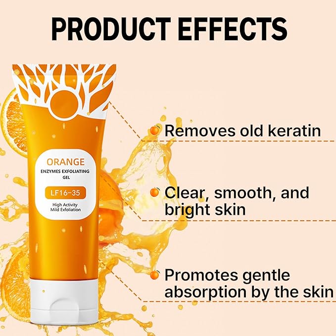2Pcs Orange Exfoliating Gel For Face & Body,2026 Exfoliating Cleansing Gel Scrub,Pore Orange Peeling Scrub,Deep Clean Pores,Remove Blackheads & Moisturize Skin,All Types Skin