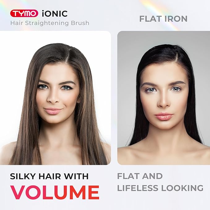 TYMO Ionic Hair Straightener Brush - One-Step Hair Straightener for Women, Straightening Brush with Negative Ions, 16 Temp Settings, LCD Display, Dual Voltage, Hot Comb Flat Iron for Frizz-Free Styles