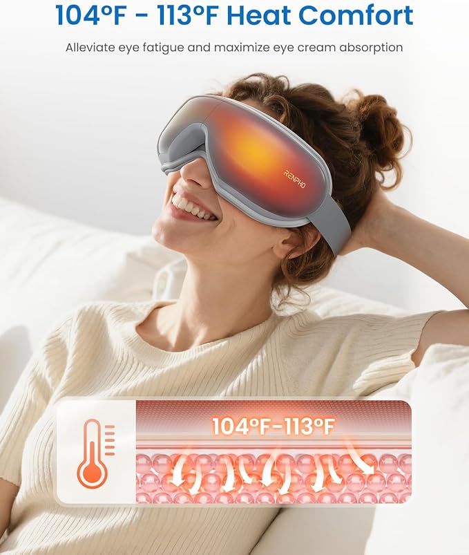 RENPHO Eyeris 1 Eye Massager with Heat, Christmas Birthday Gifts for Women Men Mom Dad Her Him, FSA Eligible HSA Eye Mask for Migraine, Smart Sleep Mask for Dry Eyes Relax, Reduce Strain
