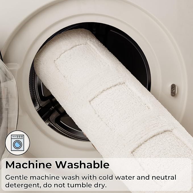 GRANNY SAYS Bathroom Rugs Sets 2 Piece, Super Soft Absorbent Microfiber Bath Mats for Bathroom Non Slip Washable,Waffle Bath Rugs Set for Shower Tub Toilet Decor (White, 16" x 24" + 20" x 32")