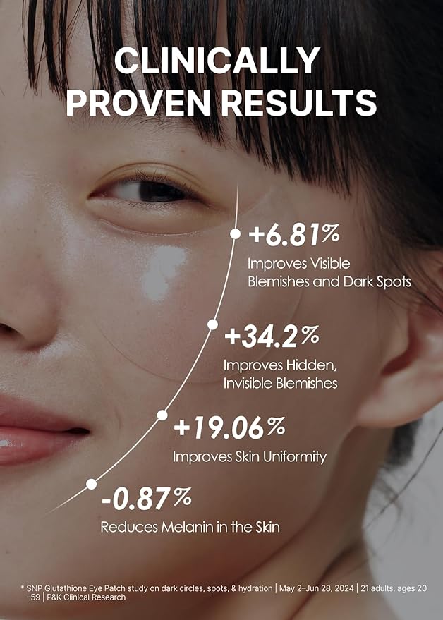 SNP 99% Glutathione + Niacinamide B3 Eye Patch | Nourishing Under Eye Patches for Blemishes and Dark Spots | Under Masks for Puffy Eyes and Dark Circles | Korean Skincare | 60 Patches