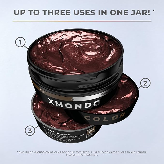 XMONDO Color 5G Golden Brown Color Depositing Mask & Glossing Treatment Infused with Bond Boosters for Nourishment, Revitalize & Repair, Vegan Formula, 8 Fl Oz