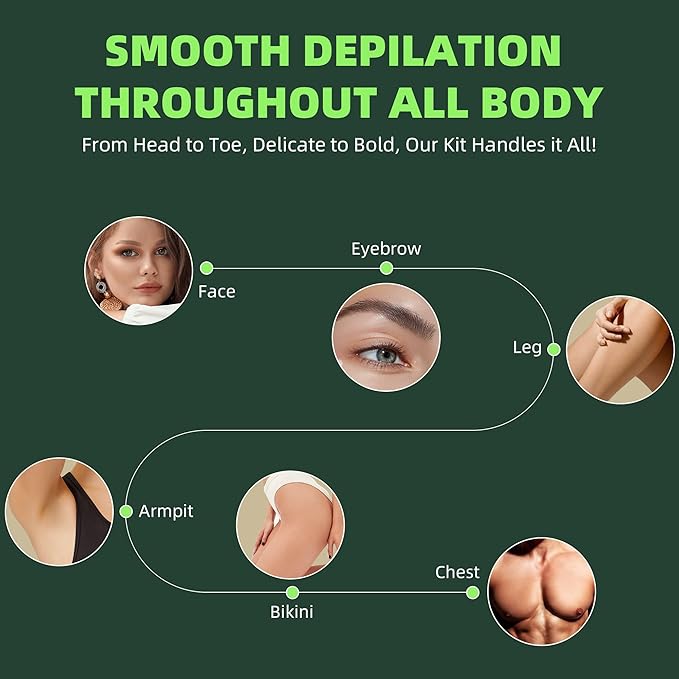 Waxing Kit for Women Men - Premium Digital Wax Melt Warmer Kit for Sensitive Skin Coarse Hair Removal - 14oz Hard Wax Beads & Silicone Liner - for Bikini Brazilian Body Face Leg - Home Wax Kit