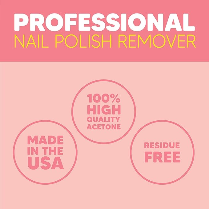 Onyx Professional 100% Pure Acetone Nail Polish Remover Kit with 7 inch Nail File, 16 fl oz - Made in USA, Maximum-Strength Gel Polish Remover, Artificial & Glitter Nail Polish