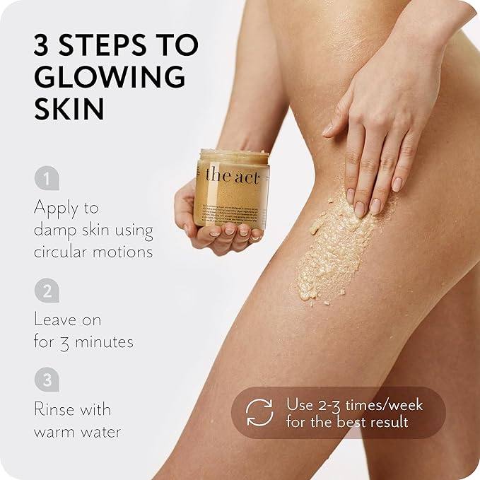 THE ACT Sugar Exfoliating Body Scrub – Natural Body Polish for Smooth Skin – Gentle Skin Care with Shea, Almond, Macadamia, Green Coffee, Vegan – Self Care Gift for Women