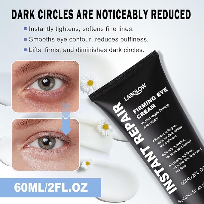 Temporary Instant Eye Tightener Cream – 60 ML Retinol Eye Cream for Puffiness, Eye Bags, Dark Circles & Fine Lines, Anti-Aging Firming Eye Repair Cream for Smoother, Revitalized Skin —2 fl. oz