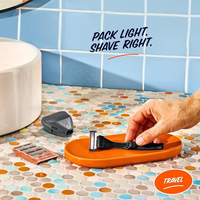 Dollar Shave Club | Travel Shave Set | 4 Swift Rinse Refill Cartridges, 1 Handle, 1 Razor Cover