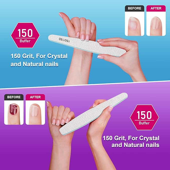 Diesisa 15pcs 150/150 Grit Nail Files for Natural Nails, Double Sided Emery Boards for Nails, Professional Nail Files for Acrylic Nails for Home & Salon (limas para manicura)