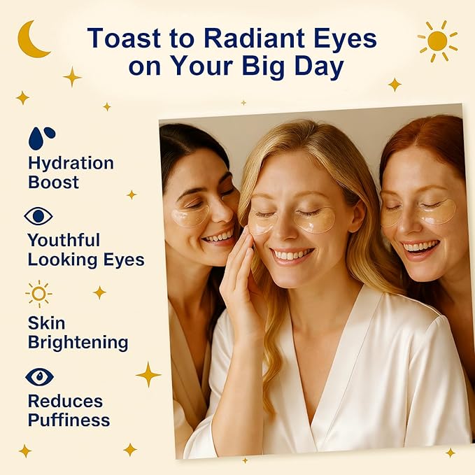 Lunara Under Eye Patches 28 Pairs, 5-Min Energizing Hydrogel Eye Masks with Caffeine Vitamin C Peptides Niacinamide, Refreshing Tired Eye, Includes Two Bonus Eye Serums, Luxury Spa Gifts for Women