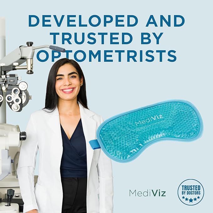 Cooling Gel Eye Mask- Reusable Cold Eye Mask for Puffy Eyes, Allergies, Sinuses - Soothes Dark Circles & Aids with Headaches - Comfortable & Easy to Use with Stretchy Band - Blue