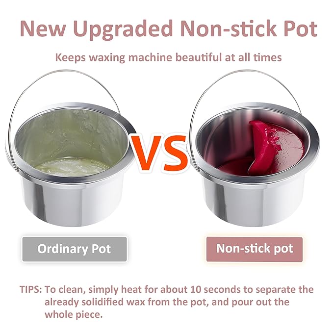 Professional Waxing Kit Wax Warmer Single Pot Wax Heater Machine for Hair Removal, Large Waxing Pot with Non-Stick Easy Clean Pot, 50 Sticks & 20 Collar, for Spa Salon Beauty Esthetician Home(White)