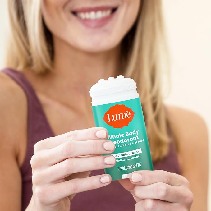 Lume Whole Body Deodorant - Invisible Cream Stick - 72 Hour Odor Control - Aluminum Free, Baking Soda Free, Skin Safe - 2.2 Ounce (Pack of 2) (Minted Cucumber)