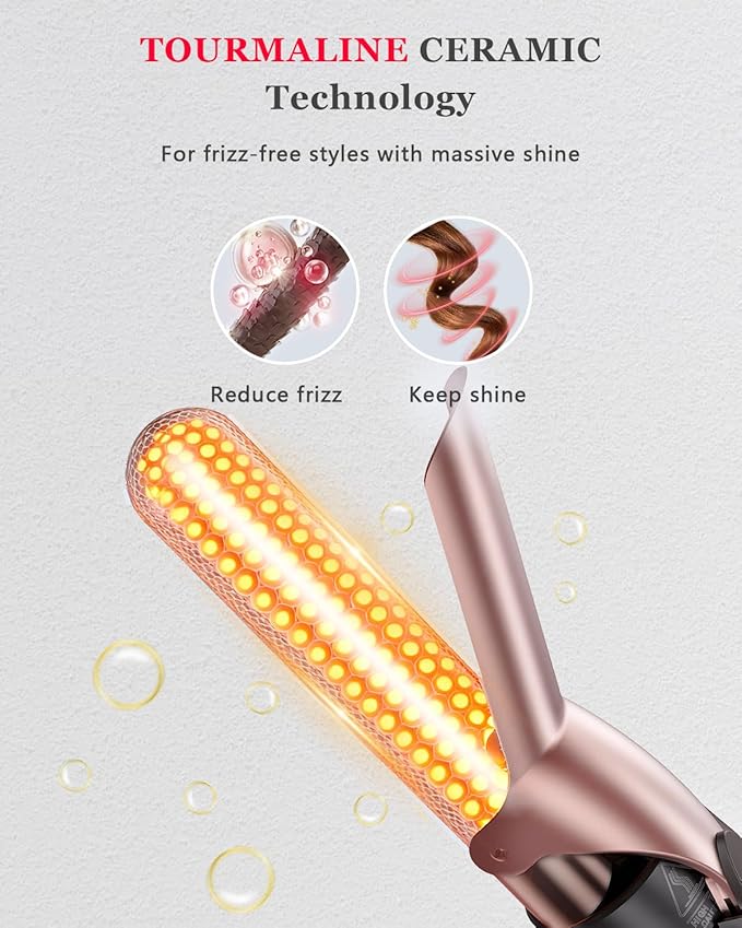 5 in 1 Curling Iron, Hair Curling Wand Set Thermal Brush 4 Interchangeable Ceramic Curling Wands (0.5'-1.8') Fast Heat Up Dual Voltage Christmas Birthday Hair Tool Gifts for Women Travel