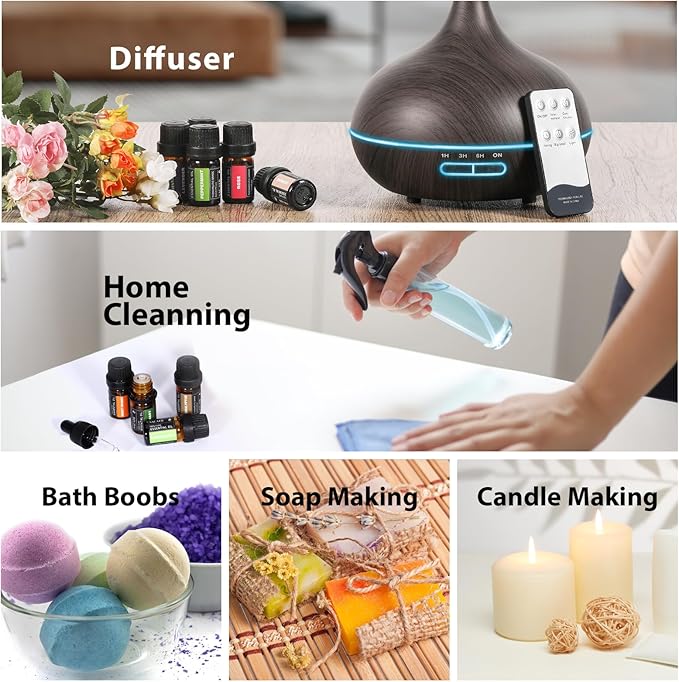 SACATR 60 Bottles Premium Essential Oils Set - Natural Essential Oils for Diffuser, Humidifier, Candle and Soap Making（60x5 ML）