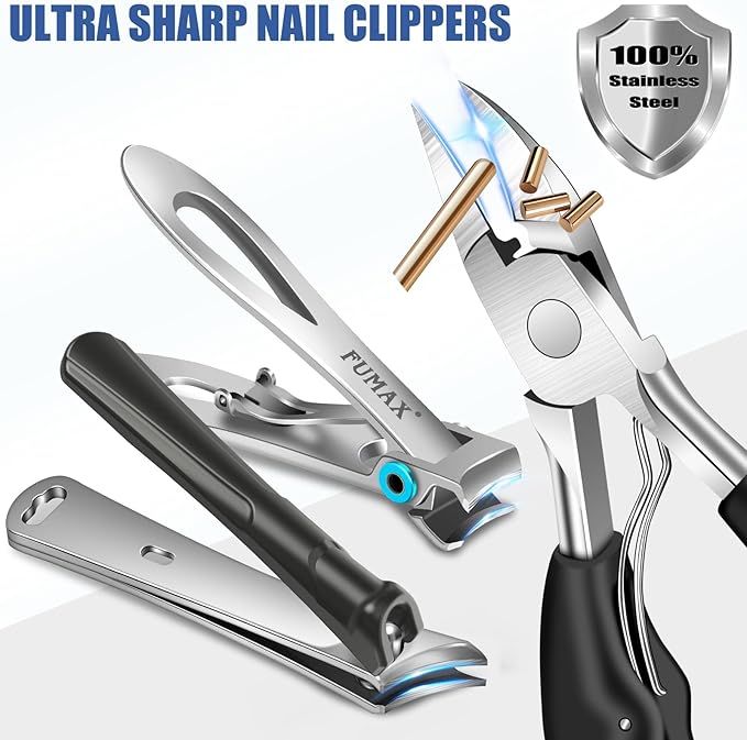 Toenail Clippers for Seniors Thick Toenails, Large Wide Opening Toe Nail Clippers for Men Thick Nails, Heavy Duty Sharp Slanted Nail Clippers Fingernail Clipper Gifts for Men Women