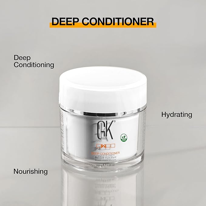 GK HAIR Global Keratin Deep Conditioner Masque Pack of 2 (7.05 Fl Oz/200 g) Intense Hydrating Repair Treatment Mask for Dry Damaged Color Treated Frizzy Hair Restoration Formula with JOJOBA Seed Oils
